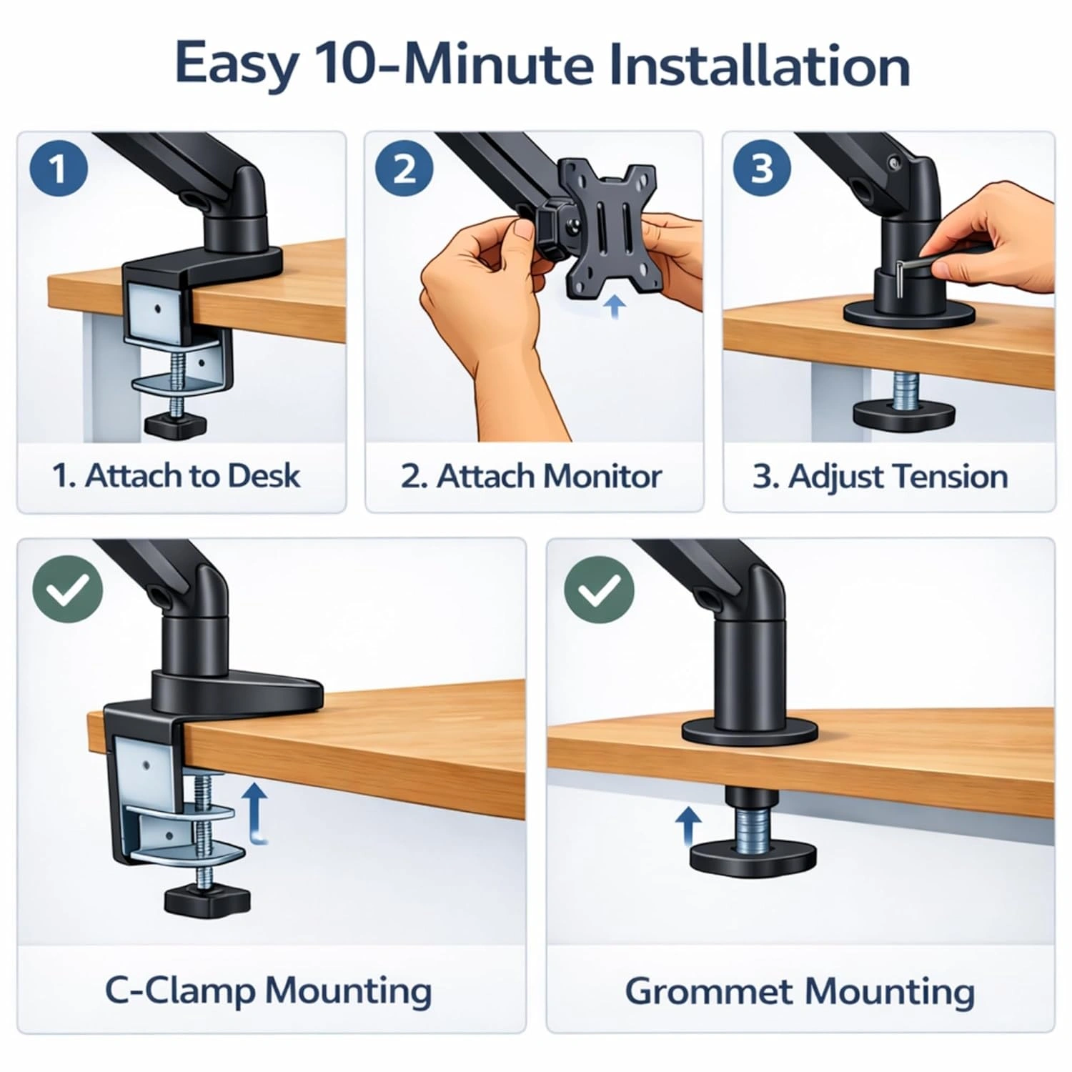 LED Monitor Mount Stand For LED 17"- 32" with Gas Spring Desk Arm view 3